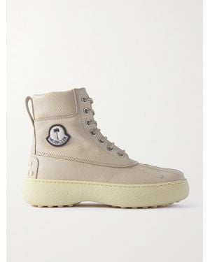 Moncler Genius Palm Angels Textured-Leather Ankle Boots - Natural
