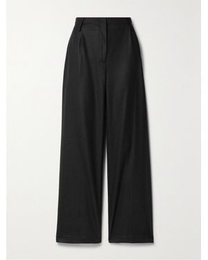 Interior The Ren Pleated Wool-Twill Straight-Leg Trousers - Black