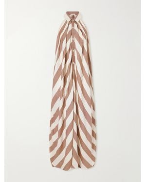 Marrakshi Life Striped Cotton-Poplin Halterneck Maxi Dress - Natural