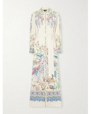 Etro Maxi-Hemdblusenkleid Aus Bedruckter Baumwolle Mit Bindegürtel - Weiß