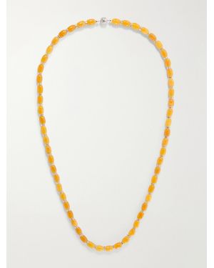 Julietta Donna Rhodium-Pleated, Rhodochrosite And Crystal Beaded Necklace - Yellow