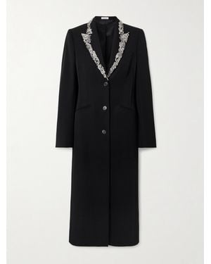 McQueen Embellished Grain De Poudre Wool Coat - Black