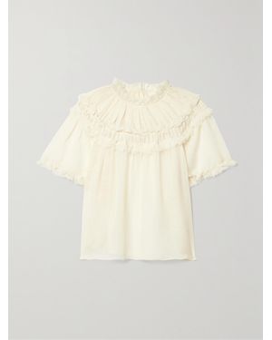 Ulla Johnson Zuri Pintucked Wool-Gauze Blouse - Natural