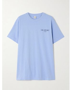 Sporty & Rich Wimbledon T-Shirt Aus Baumwoll-Jersey Mit Print - Blau