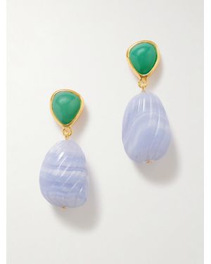 Lizzie Fortunato Andalusia-Plated, Chrysoprase And Chalcedony Earrings - Blue