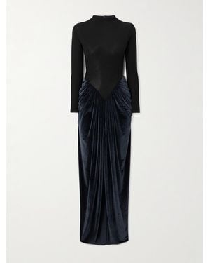 Maygel Coronel Guernica Jersey And Gathered Velvet Maxi Dress - Black