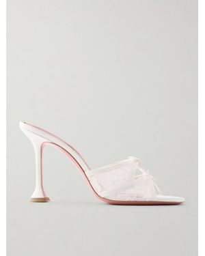 AMINA MUADDI Eleonora Mules Aus Spitze Und Leder Mit Schleifen - Natur