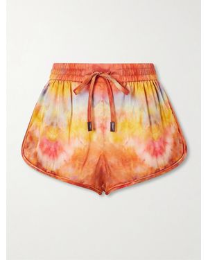 Zimmermann Printed Drawstring Silk Shorts - Orange