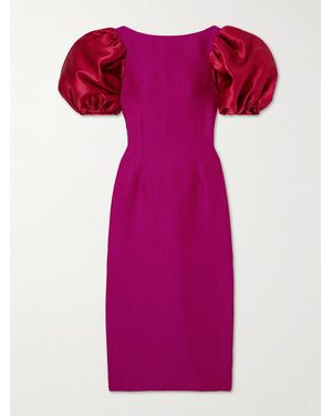 D'Estree Suzanne Faille-Trimmed Crepe Midi Dress - Purple
