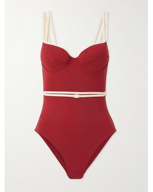 Eres Reinette Gia Belted Two-Tone Swimsuit - Red