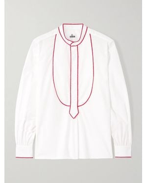 SEBLINE Embroidered Cotton-Poplin Shirt - White