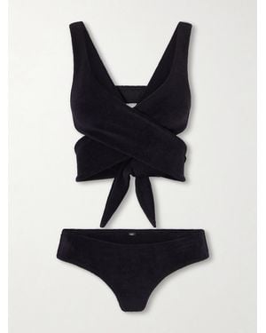 Lisa Marie Fernandez Marie-Louise Cotton-Blend Terry Bikini - Black