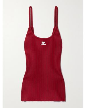 Courreges Reedition Appliquéd Ribbed-Knit Tank - Red