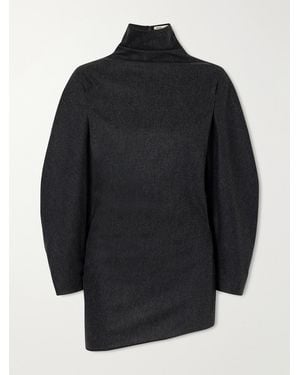 KHAITE Harlow Draped Wool And Cashmere-Blend Blouse - Blue