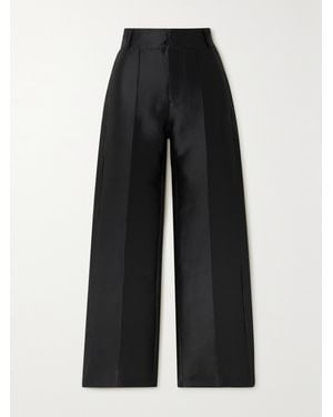 D'Estree Yoshitomo Pleated Faille Wide-Leg Trousers - Black