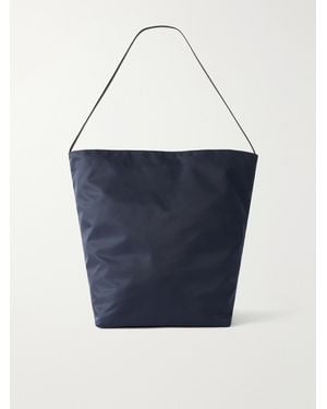 Valesque Bucket Leather-Trimmed Satin-Shell Tote - Blue