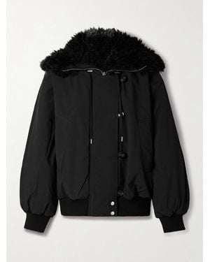 Agolde Camberly Fleece-Trimmed Shell Hooded Coat - Black