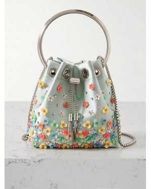 Jimmy Choo Bon Bon Beuteltasche Aus Satin Mit Verzierungen - Grau