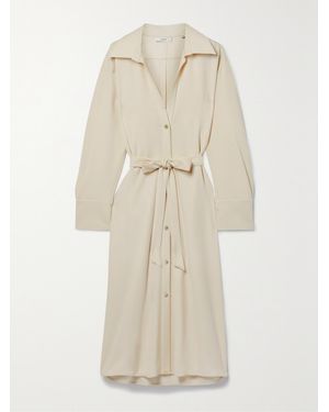 Vince Belted Twill Midi Shirt Dress - Natural
