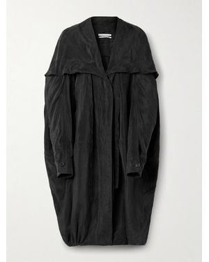 Another Tomorrow Oversized Hooded Tencel Lyocell Jacket - Black