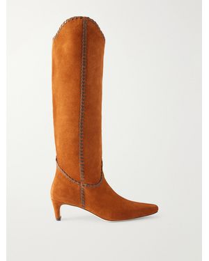 STAUD Wally Suede Knee Boots - White