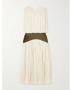 Abadia Bubble Robe Aus Gerafftem Chiffon Mit Besatz Aus Grain De Poudre - Natur