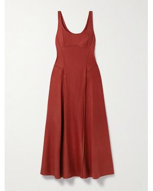 Adam Lippes Shay Panelled Stretch-Canvas Midi Dress - Red