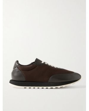 The Row Owen Runner Leather And Mesh Sneakers - Brown