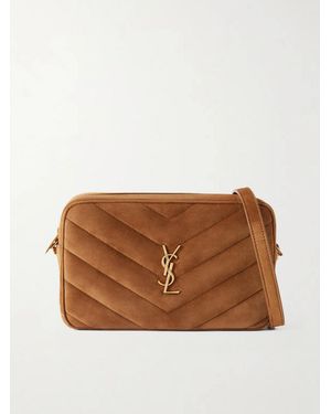 Saint Laurent Loulou Quilted Suede Shoulder Bag - Brown