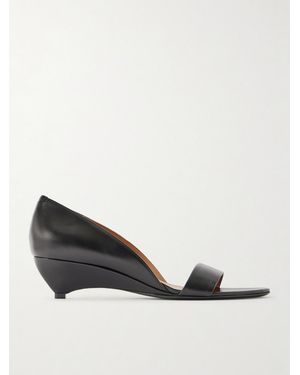 Jil Sander Leather Wedge Sandals - Black