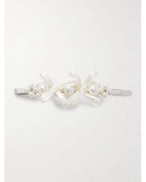 Simone Rocha Bow-Detailed-Tone Faux Pearl Hair Clip - Natural