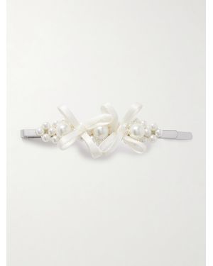 Simone Rocha Bow-Detailed-Tone Faux Pearl Hair Clip - Natural