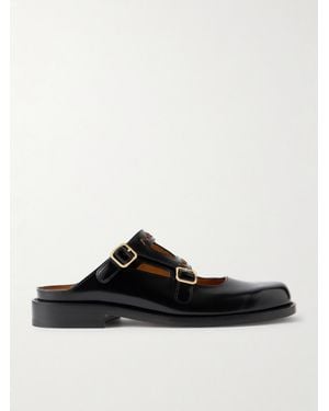 Marni Sabot Woven Leather Slip-Ons - Black