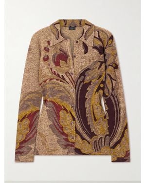 Etro Paisley-Print Space-Dyed Wool Cardigan - Brown