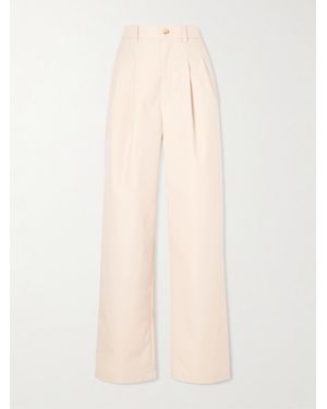 Wardrobe NYC Pleated Cotton-Blend Wide-Leg Trousers - Natural