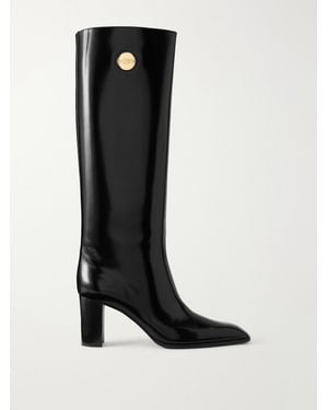 Saint Laurent Louis 85 Leather Knee-Height Boots - Black