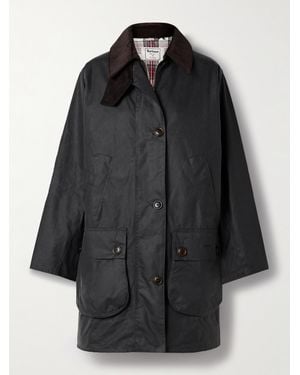 Barbour The Edit By Alexa Loren Corduroy-Trimmed Waxed-Cotton Jacket - Black