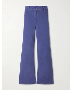 Nili Lotan Megan Cotton-Blend Wide-Leg Trousers - Blue