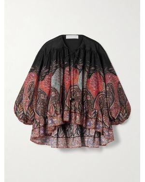 Zimmermann Rhiannon Bluse Aus Bioseide Mit Paisley-Muster Und Volant - Rot