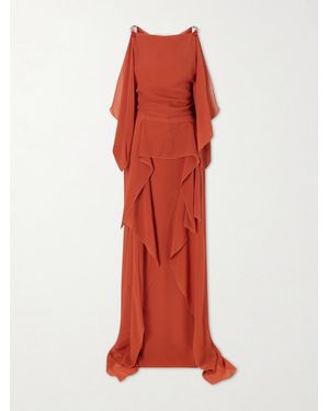Lanvin Ruffled Silk-Chiffon Gown - Red