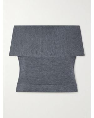 Jonathan Simkhai Callahan Cropped Off-The-Shoulder Wool Top - Grey