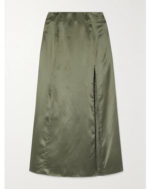 BITE STUDIOS Organic Silk-Satin Maxi Skirt - Green