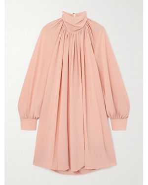 Stella McCartney Open-Back Gathered Silk Crepe De Chine Mini Dress - Pink