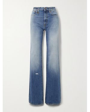 R13 Jane Distressed High-Rise Wide-Leg Jeans - Blue