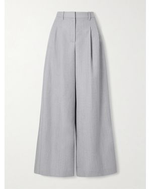 Twp Avery Mid-Rise Pleated Wool Wide-Leg Pants - Gray
