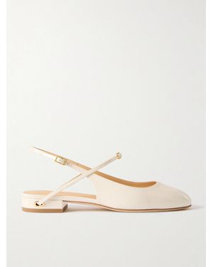 Jennifer Chamandi Mattia 20 Flache Slingback-Schuhe Aus Lackleder - Natur