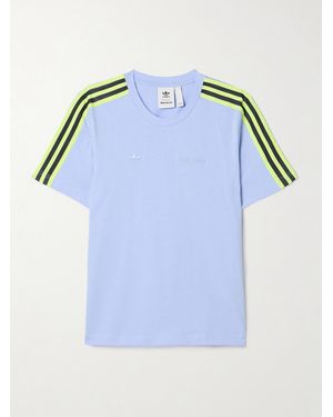 adidas Originals Wales Bonner T-Shirt Aus Biobaumwoll-Jersey Mit Besätzen Aus Webband - Blau