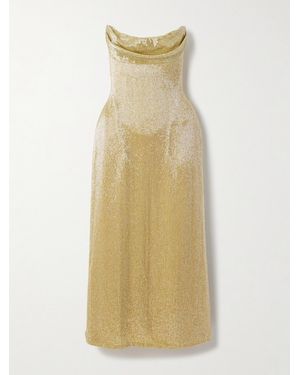 Wiederhoeft Beaded Strapless Chiffon Midi Dress - Natural