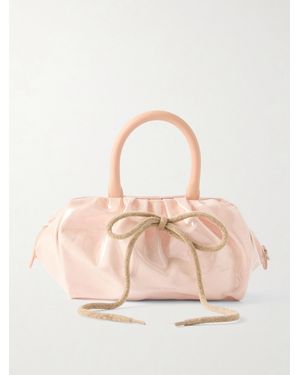 Simone Rocha Bow-Detailed Leather And Chenille-Trimmed Vinyl Tote - Natural