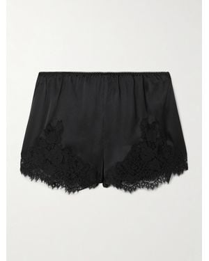Doen Iona Lace-Trimmed Silk-Satin Shorts - Black